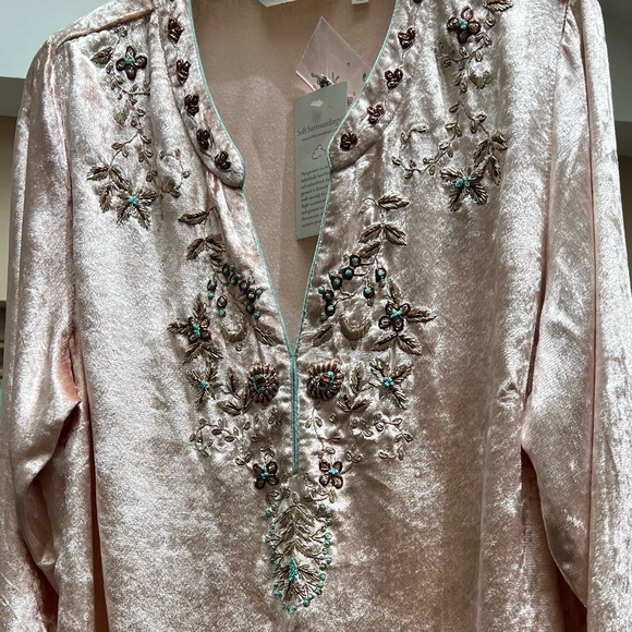 SOFT SURROUNDINGS, Beaded Tunic, light pink, perfect condition, Never worn, L sz - Picture 2 of 12